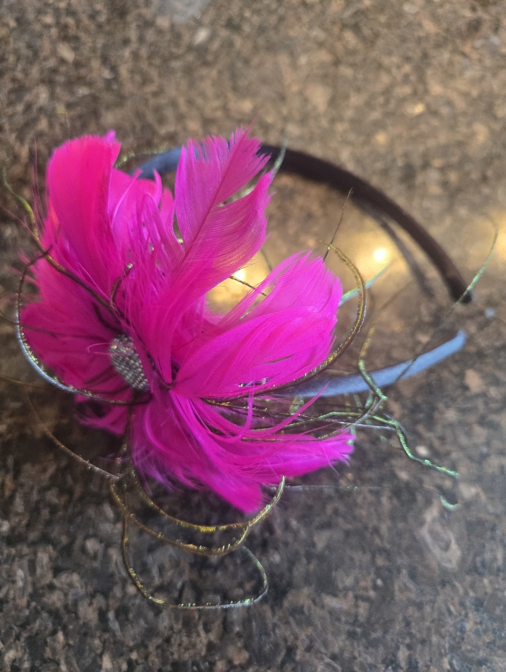 Fuchsia Feather Floral Headband - Women's Hair Accessory